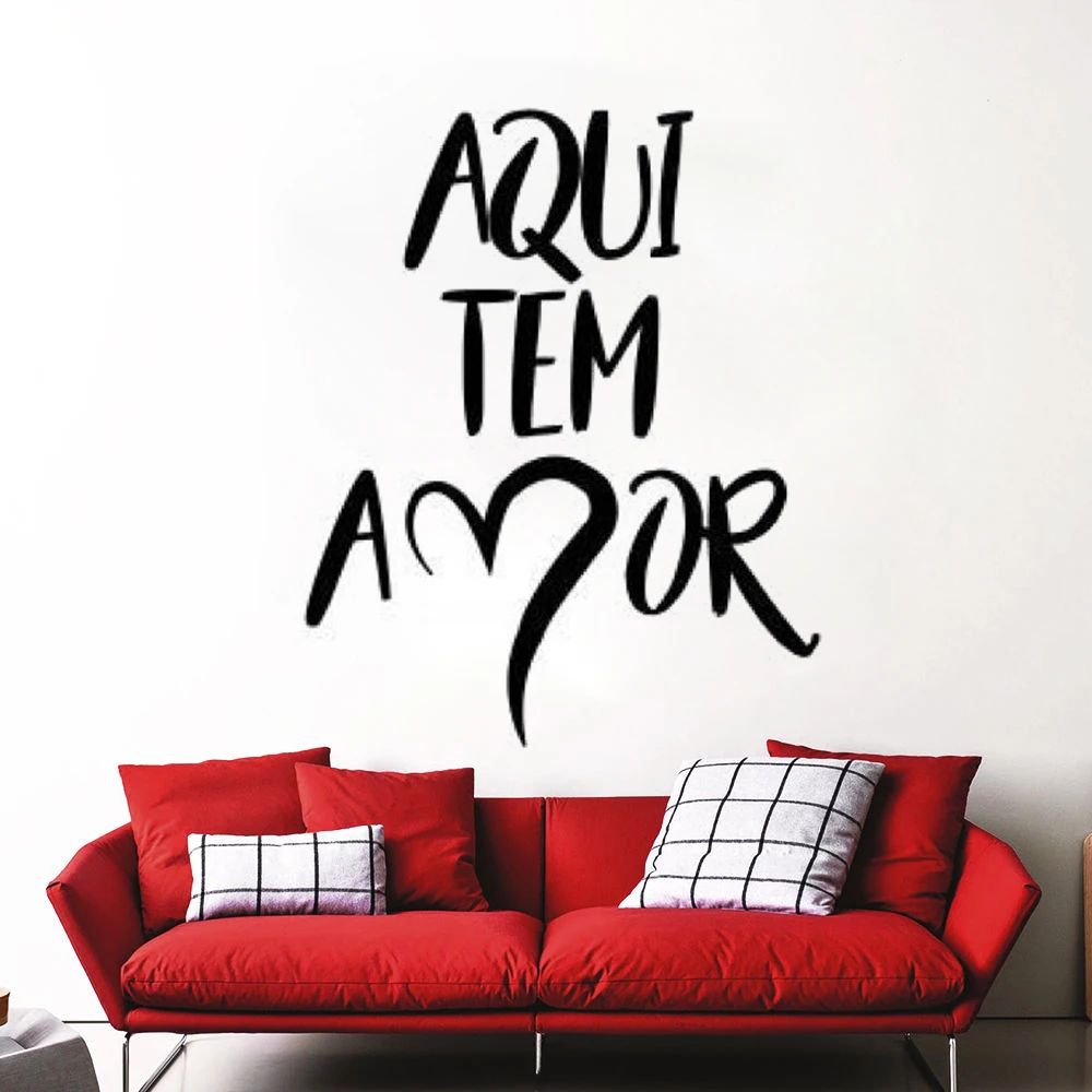 

Wall Decals Aqui Tem Amor Portuguese Quotes Mural For Room Home Decor Vinyl Bedroom Livingroom Stickers Decoration Poster RU2203