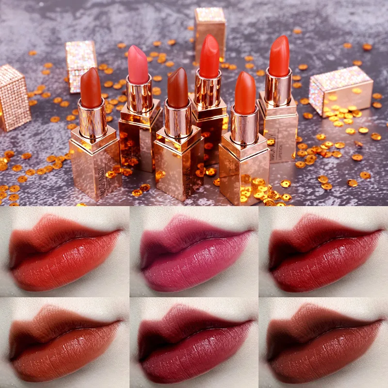 

Colorful Gem Matte Silk Soft Lipstick Grapefruit Milk Tea Color Moisturizing