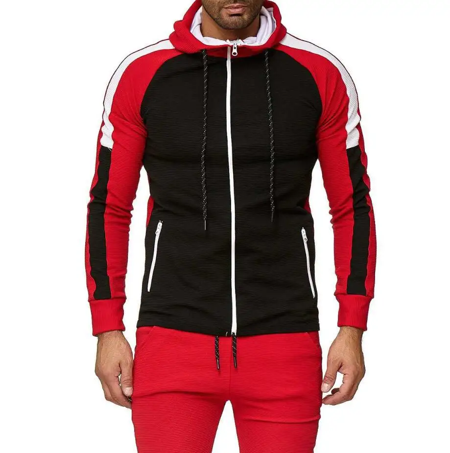 color 1 Vogue Модные мужские толстовки мужские полосатые Лоскутные тренажерные залы кардиган с капюшоном толстовка на молнии мужская толстовка с капюшоном хип-хоп спортивная одежда - Цвет: color 1