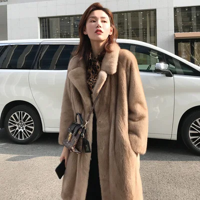 

Winter Velvet Marten Overcoat Women's Mid-length Suit Collar Mink Fur Clothing Female Mink Women's Winter