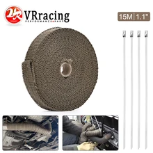 1"/25MM 15M Titanium Exhaust Header Pipe Heat Wrap Tape With Locking Ties Thermal Protection Roll Shield Car Accessories