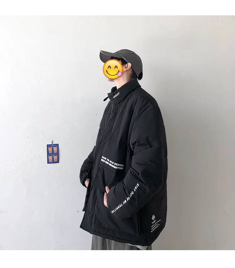 Autumn And Winter New Style Oversize Workwear Cotton Overcoat Japanese-style Loose-Fit Large Pocket Velcro Men And Women Bread C