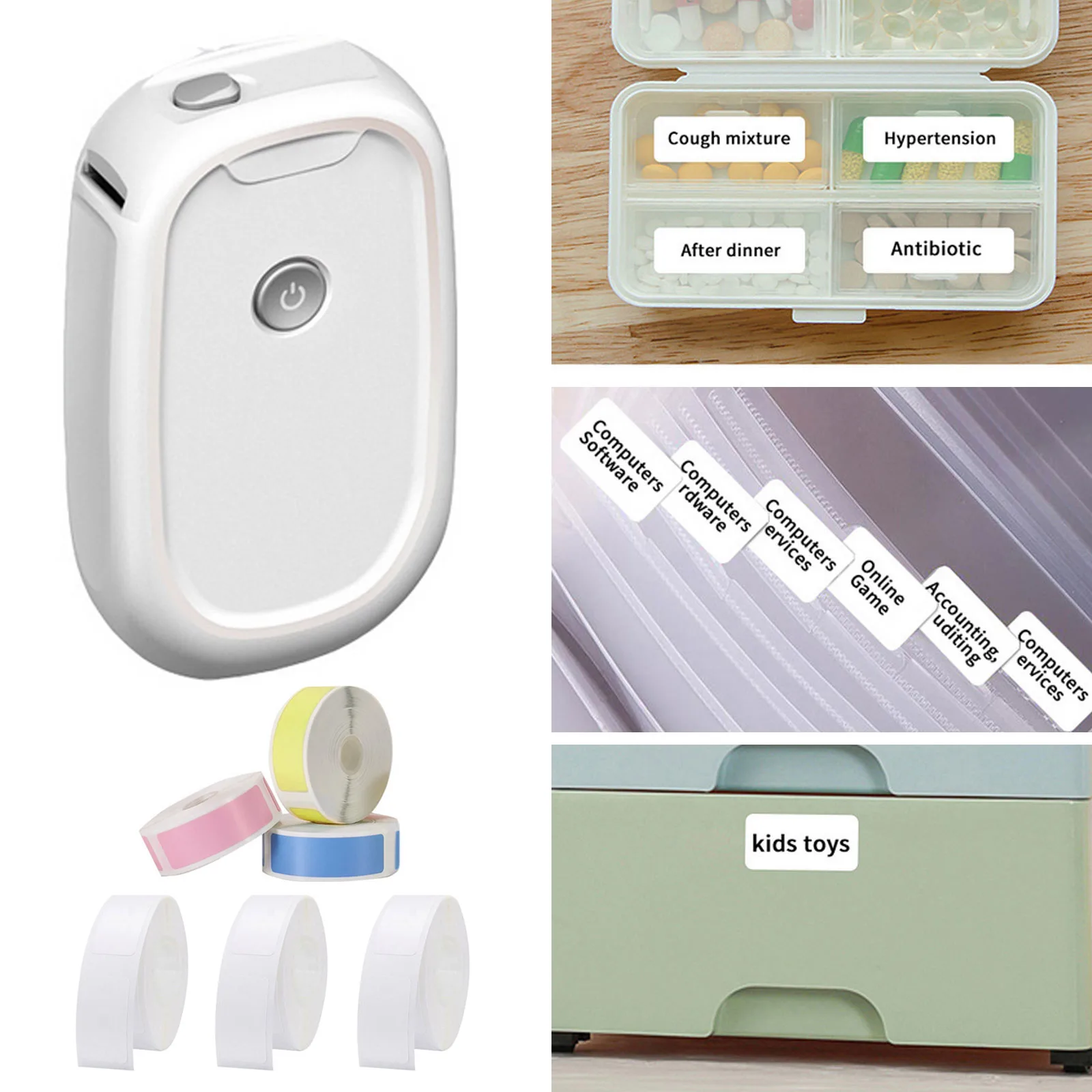 Mini Portable Thermal Printer Wireless Photo Pocket Label Printer Suitable for Android IOS with 6 Rolls Label Paper