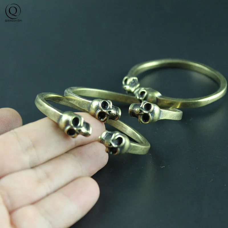 Punk Brass Skull Bangle Bracelet