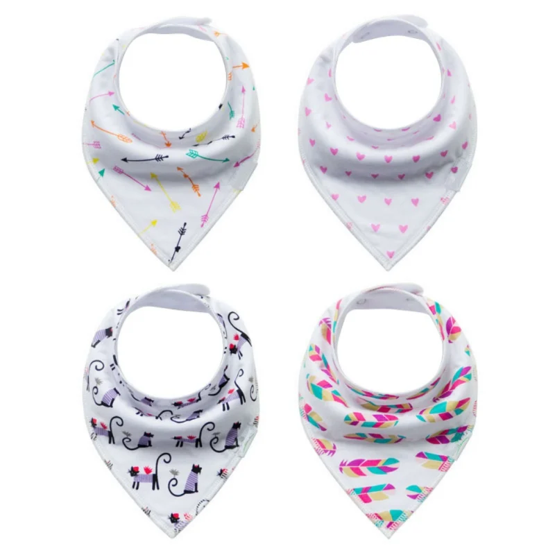 4 PCS Set Double Layer Unisex Newborn Baby Bibs& Burp Cloths Printed Infant Cotton Towel Clothing Accessories - Цвет: A8