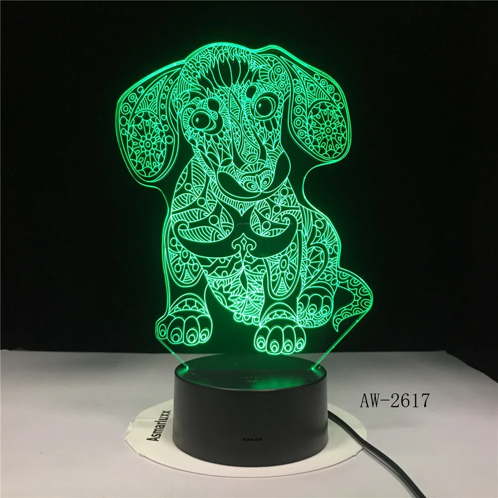 Большие ушки 3d яркие цвета 3D креативные светодиодные акриловые светильники