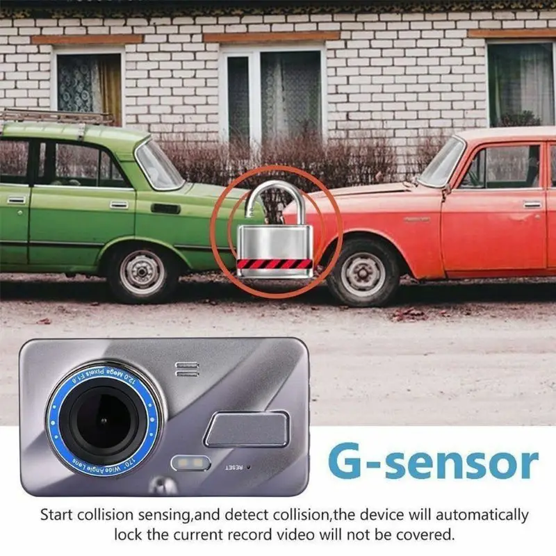 Двойной объектив Видеорегистраторы для автомобилей изображения 1080P Скрытая Широкий формат Dash Cam Видео Регистраторы Камера