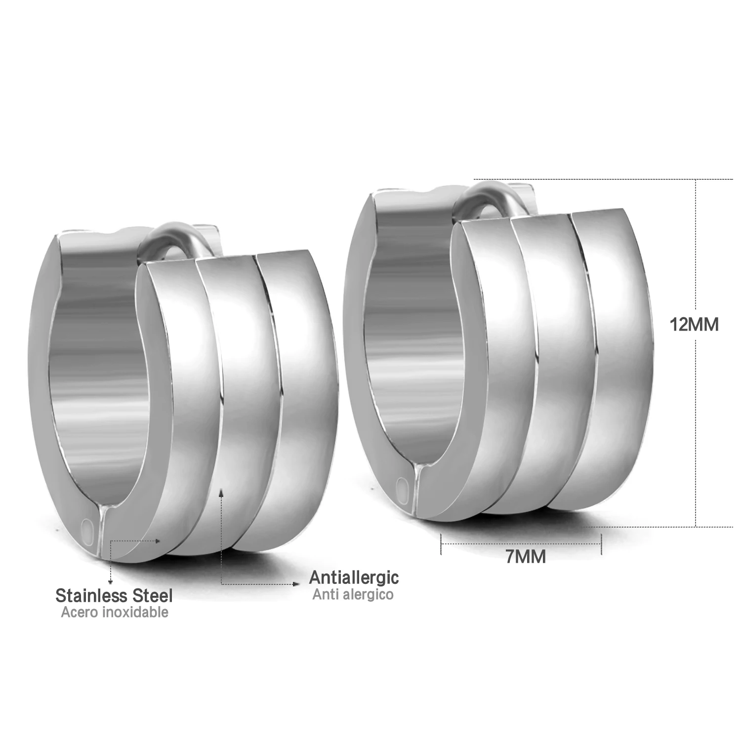 12 Pairs Gold/Silver Color Stainless Steel Hoop Earrings Frosted Punk Ear Stud for Women/Men Fashion Jewelry Gift Accessories