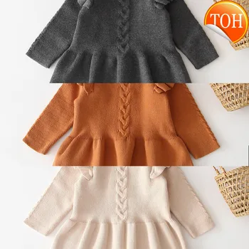

Autumn Winter Kid Baby Girl Clothes Ruffle Princess Dress Knitted Tutu Dress