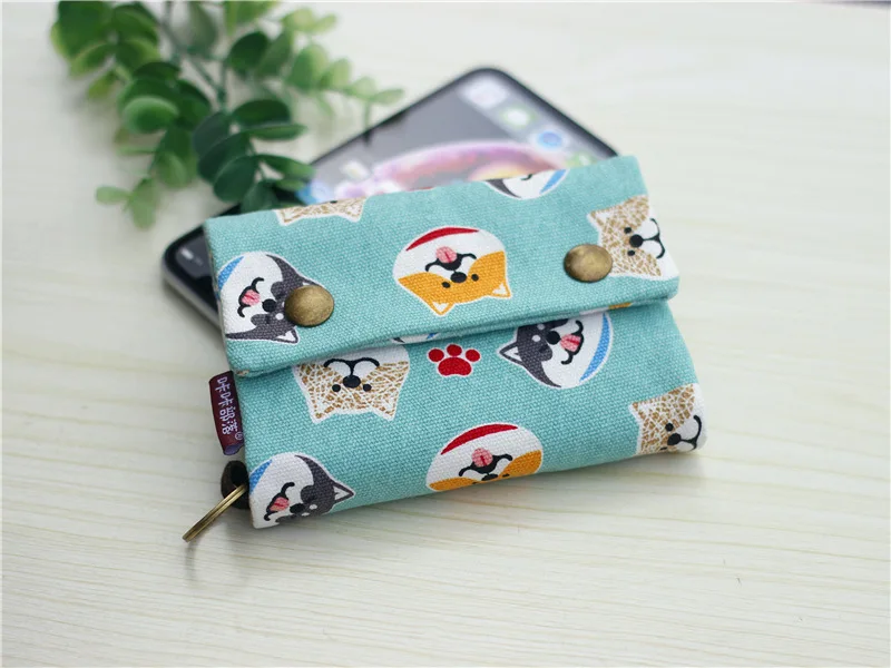 Handmade Three-Fold Fabric Wallet - Multi-Function Zipper Purse for Teens and Adults