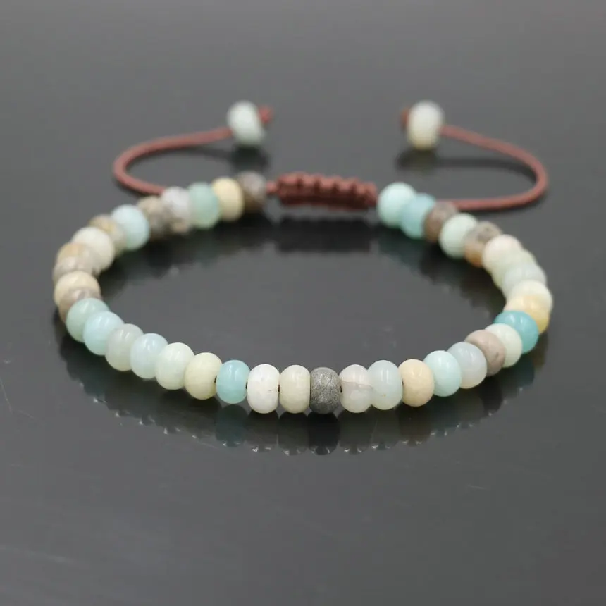 Amazonite Women size Дизайн счеты бисер браслет Для мужчин Амазонит Природный камень браслет для Для женщин и девочек, с надписью "Lucky пара Браслеты ювелирные изделия подарок - Окраска металла: Amazonite Women size