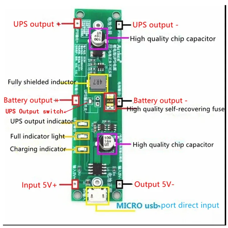 Uninterruptible Power Supply, Portable Ups-5V Micro USB 18650 Lithium Battery Charger UPS Voltage Converter