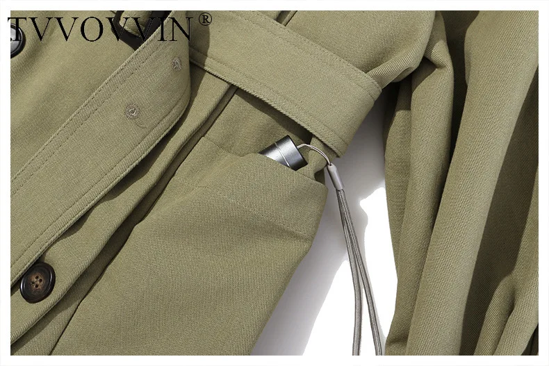 TVVOVVIN Personality Both Row Buckle Patchwork Hit Color Lattice Can Both Sides Clothes Long Fund Windbreaker Loose Coat ZX122