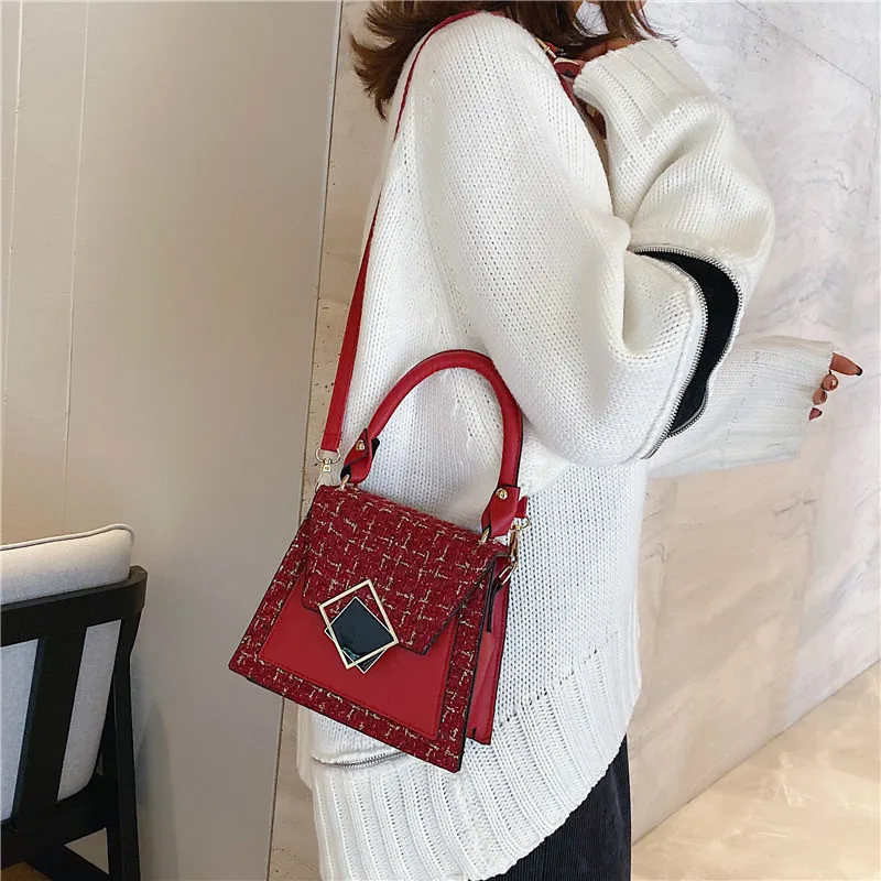 Женская сумка через плечо, клетчатая сумка, модная, Осень-зима, дикая, портативная, небольшая сумка на ремешке, сумки для женщин, сумка для основной женщины