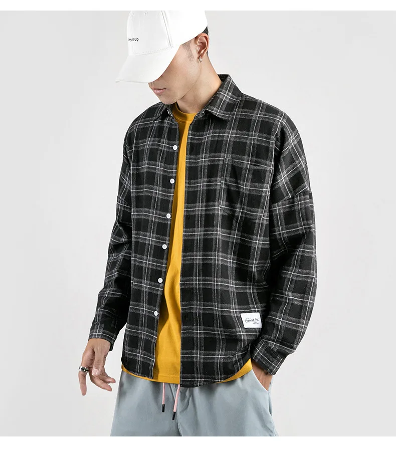 Мужская рубашка,, быстрая мода, осень, весна, chemise homme, повседневная, большой размер, длинный рукав, матовый рисунок, клетчатая рубашка для мужчин