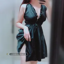 Сексуальное платье-Пижама, женская одежда для сна, атласное кружевное платье с глубоким v-образным вырезом, комплекты, Осенние ночные рубашки для молодых девушек, женское нижнее белье, нижнее белье