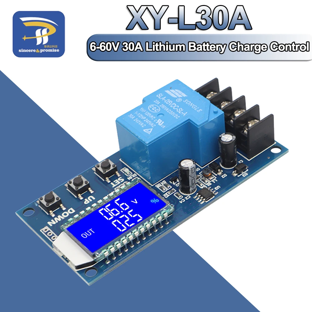 DC 6-60v 30A Storage battery Charging Control Module Protection Board Charger Time Switch LCD Display XY-L30A