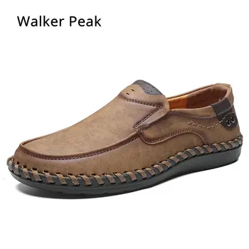 

Mens Casual Shoes Leather Brand Boat Shoes for Men fashion Genuine Leather Shoes Slip On Loafers Male Driving shoes WalkerPeak
