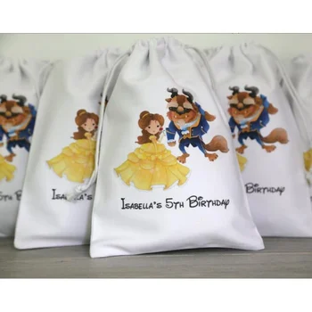 

Personalized any text princess Beauty and the beast gift Bags custom Beauty and the beast Favor Bags-Kids Birthday Party Bags