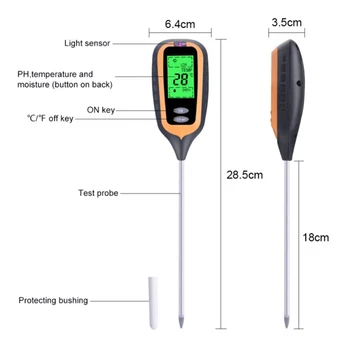 

Tools Soil Tester Thermometer 4in1 Plant Earth Soil Moisture Temperature
