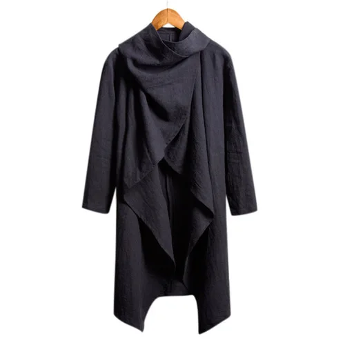 Black Coats Мужские куртки хлопок длинный рукав шарф воротник нерегулярные плащ верхняя одежда в стиле панк уличная куртка хип-хоп повседневные пальто для мужчин - Цвет: Black Coats