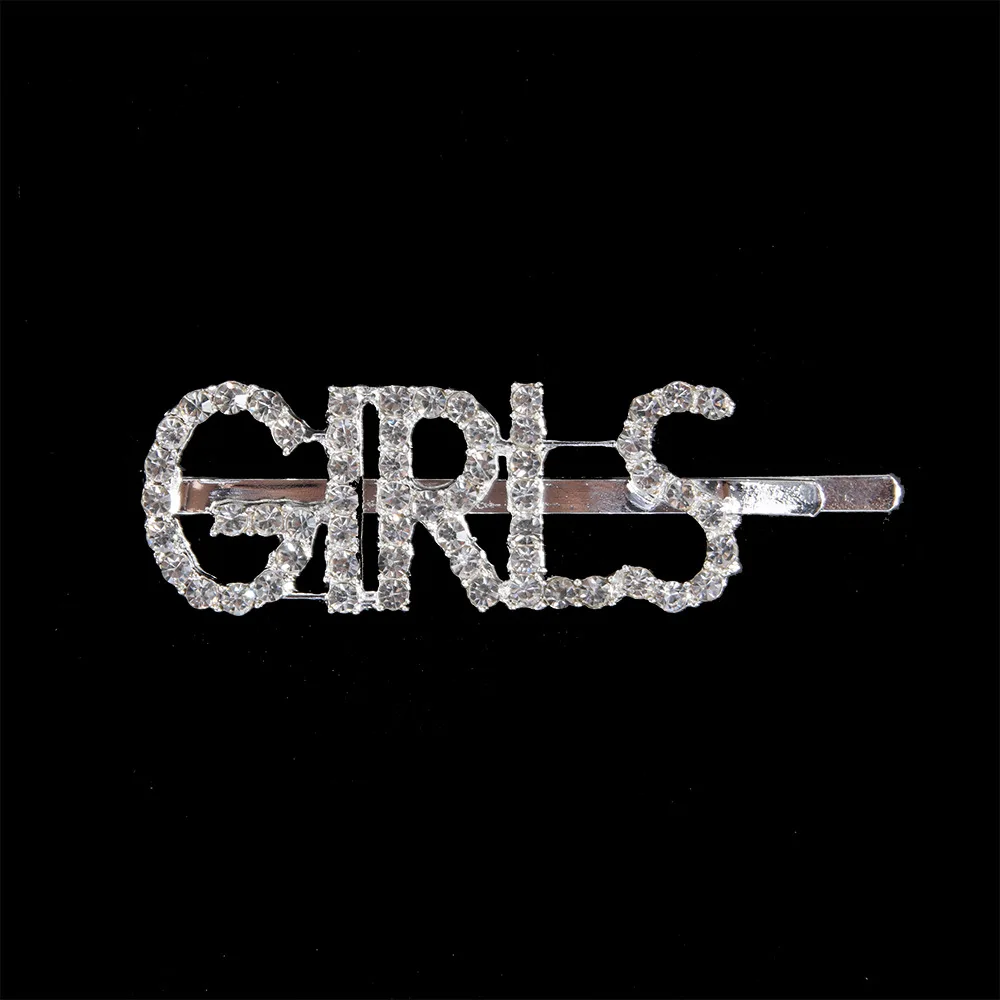 girls 1 шт. блестящие заколки для волос с буквами, хрустальные стразы, слово, женская заколка для волос, Стайлинг, заколка для волос с алмазным боссом, Шпилька для волос с горным хрусталем - Цвет: girls