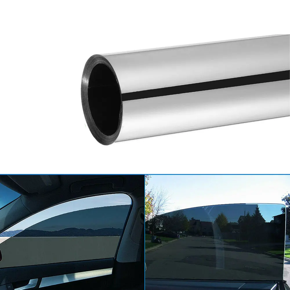 1pcs 20"x10FT Uncut Roll Window Glass Mirror Silver Chrome Tint Film PET Self-Adhesive 50 x 300cm Car Accessories car window tint film