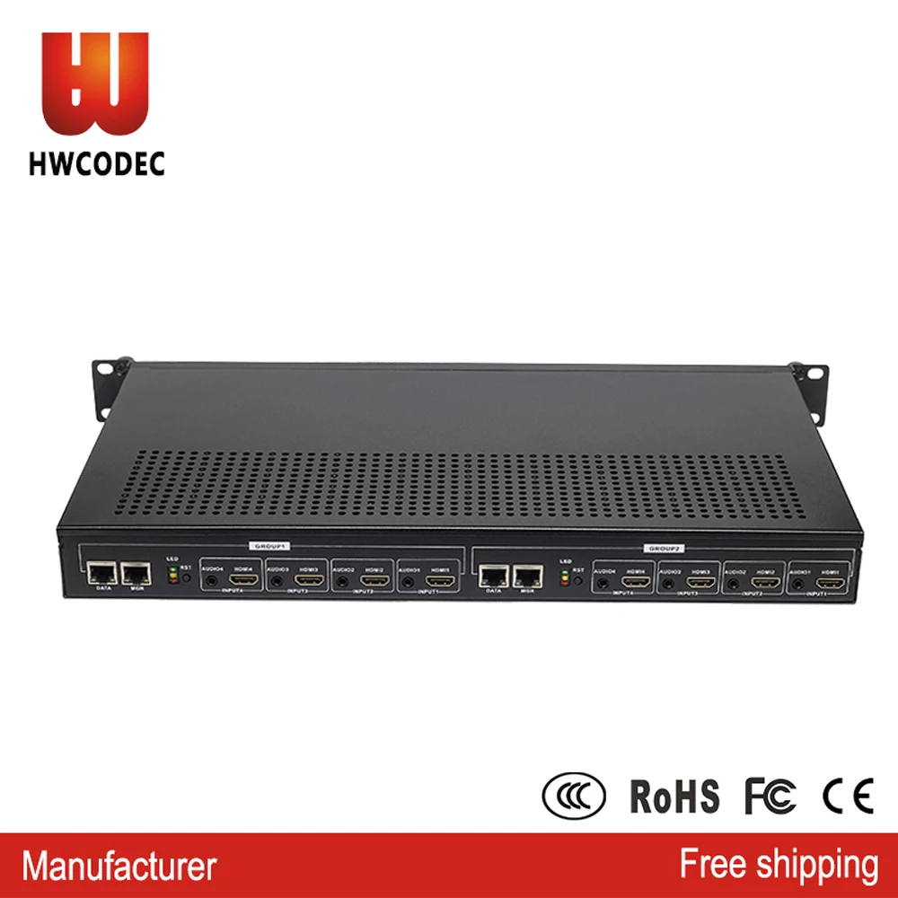 HWCODEC 1U 6 Каналы 4K 3840*2160 и 2CH 1080p H264 H265 8 канальный IP ТВ HDMI видео кодировщик Поддержка