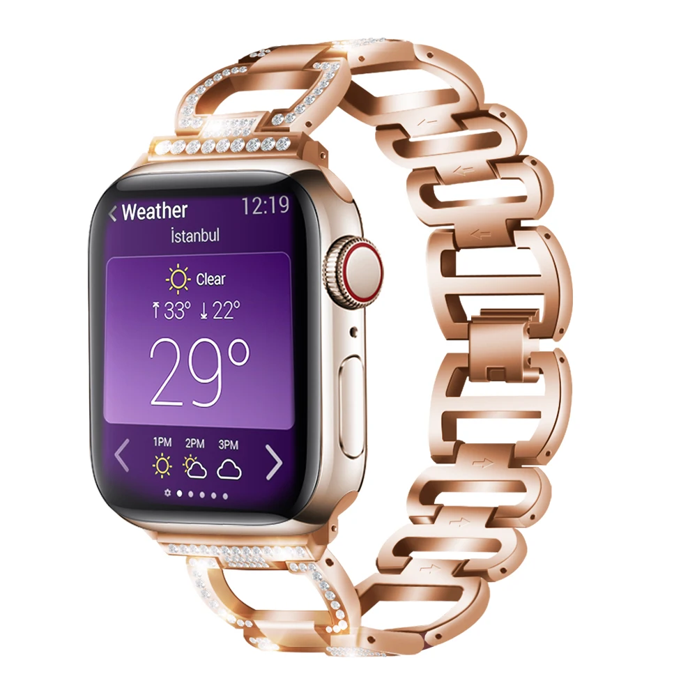 Ремешок из нержавеющей стали для Apple watch 38 мм 42 мм 40 мм 44 мм для iWatch, браслет серии 5 4 3 2 1, женский ремешок для часов, аксессуары