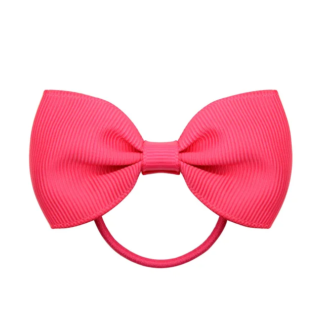 1Pcs Novelty Small Mini Solid Baby Elastic Rubber band Head rope Ribbow Bow Tie For Girls Headwear Hair Accessories 14