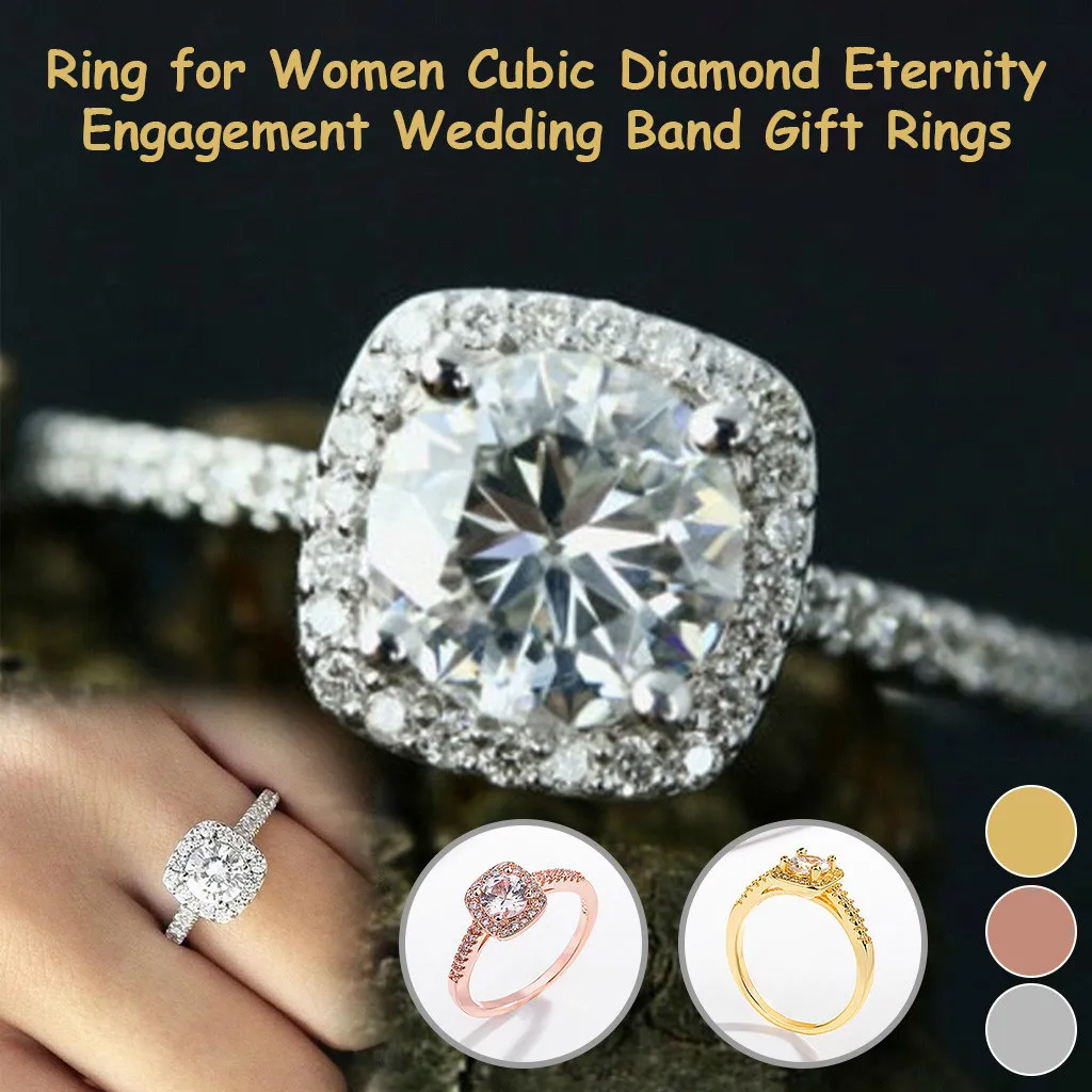 

Ring for Women Zircon Cubic Diamond Eternity Elegant Ring Engagement Band Gift Rings Female Bridal Wedding jewerly Anillos Mujer