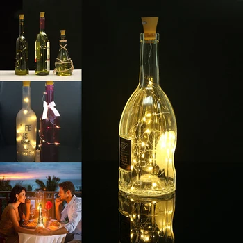 

10/20LED Solar Wine Bottle Garland String Lights Christmas Battery Powered Cork Copper Wire Lamp Wedding Bar Party Decoration