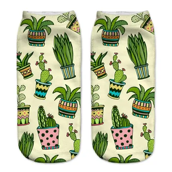 

Women Casual Socks Personality Concise Cactus Printing Invisible Socks Student Style Ladies Cartoon Socks calcetines cortos 2020