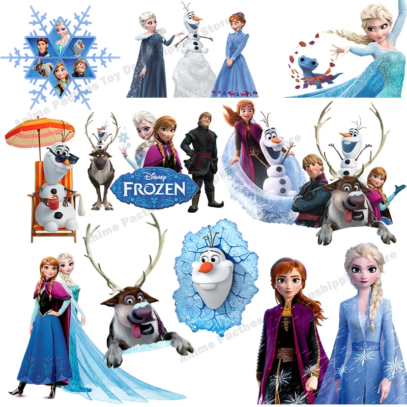 Disney Appliques Frozen Elsa Anna Olaf Cartoon Patches for Clothing Iron on Patch Heat Transfer Stickers Clothes Accessories