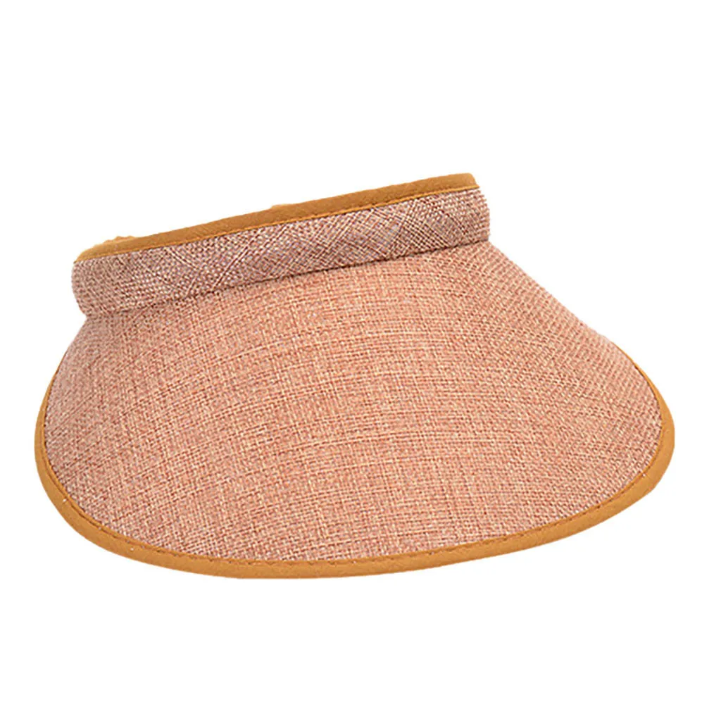 Unisex Summer Cotton Empty Open Top Baseball Cap UV Protection Wide Brim Running Sports Sun Visor Hat Adjustable Magic Sticker