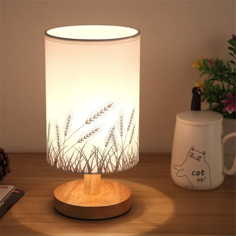 Us 24 11 30 Off Table Lamp Modern Fabric Minimalist Wood Led Night Light Bedroom Bedside Nordic Wood Study Room Lampara 10 Styles Home Decor In Led