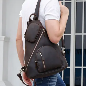 

2020 Fashion Men Vintage Crossbody Shoulder Bag Chest Sling Backpack USB Charging Travel Sport