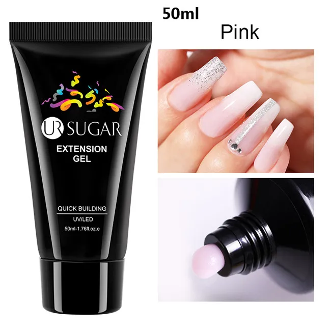 UR SUGAR Nail Art поли УФ-лак Френч для ногтей строитель ограничителей желе Полиакриловый гель Слип решения Clearnser Plus для удаления - Цвет: 50ml 1