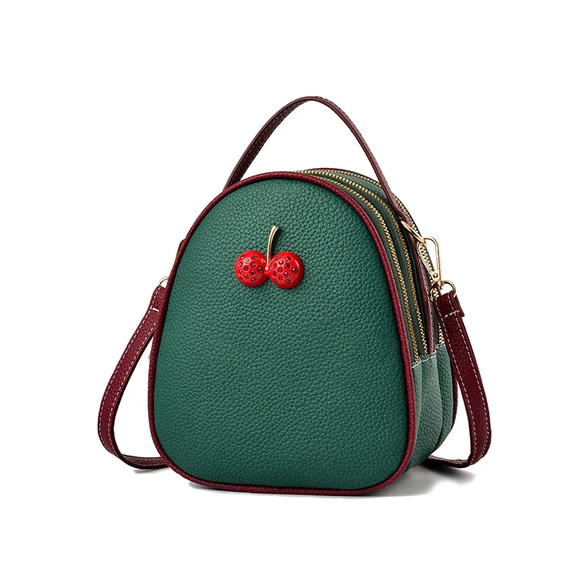 

Mini Bag, Fashion Color, Square Bag.solid Crossbody,Small Shoulder Bag , Cherry Decoration, Women's Bag