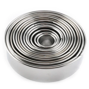 

14pcs Stainless Steel Round Cutter Cookie Doughnut Baking Biscuit Cake Mould For Party Wedding Circle Kits DIY Pastry Mold