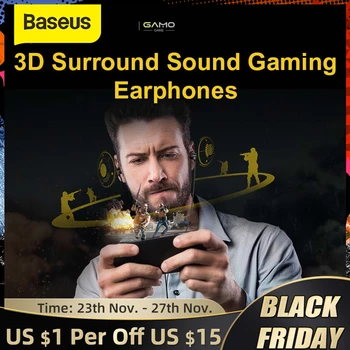 

Baseus H08 Real 3D Stereo Game Wired Earphone 3.5mm Jack Dual Driver with Mic for PS4 Gaming Earpiece Phone Music auriculares