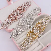 1 PCS Gold Rhinestone Appliques For Wedding Belt Shoes Jacket Jewelry DIY Sew On Rhinestone Appliques Bridal Accessories 1