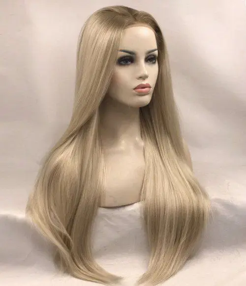 Ombre Blonde 60 Full Lace Wigs Human Hair Straight Peruvian Pre Plucked Baby Hair Long Ash Blonde Full Lace Wigs For Women Remy