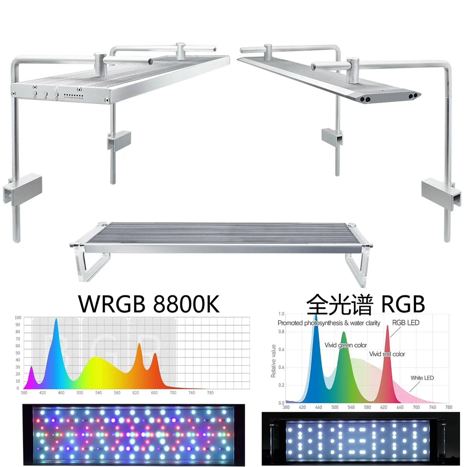 

DW Aquarium High Quality Super Slim 2ft 4ft AQUA Fish Tank Touch Control Led Aquatic Plant Fish Tank Fresh Water Tank LED LIGHT