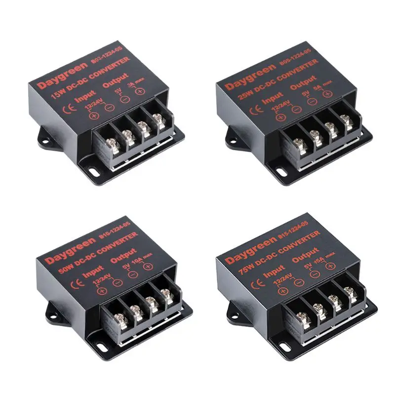12/24V DC/DC 5V Автомобильное понижающий преобразователь Светодиодный Питание трансформаторный переходник 37ME