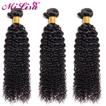 

10- 30 inch Brazilian Kinky Curly Hair Bundles 3 Pieces 100% Human Hair Weave Bundle deals Remy Hair Extensions Mi Lisa Hair