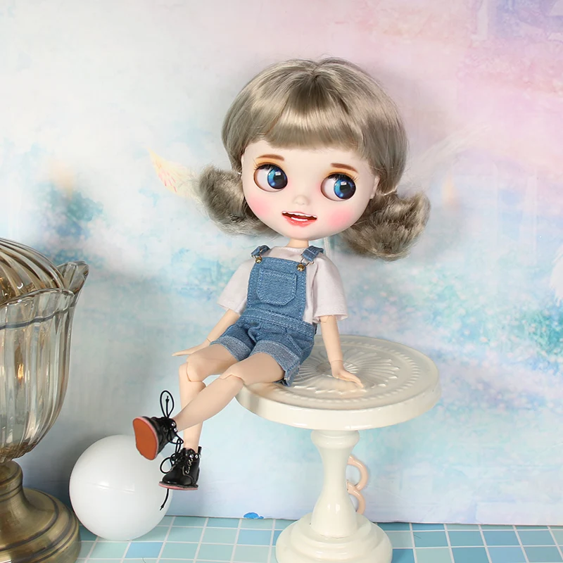 Кукла Blyth 1/6 шарнирное тело ручная роспись матовое лицо белая кожа черный и серебряный короткий волос костюм 30 см DIY BJD SD игрушки подарок