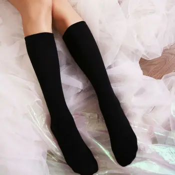 

Women Girls Autumn Winter Cotton Knee High Long Student Solid Color Ribbed Knitted Stretchy Elastic Boot Stockings U50F