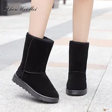 Модные женские черные ботинки из плюша; классические зимние ботинки из натуральной кожи в австралийском стиле высокого качества; новая зимняя теплая обувь для женщин; ботинки