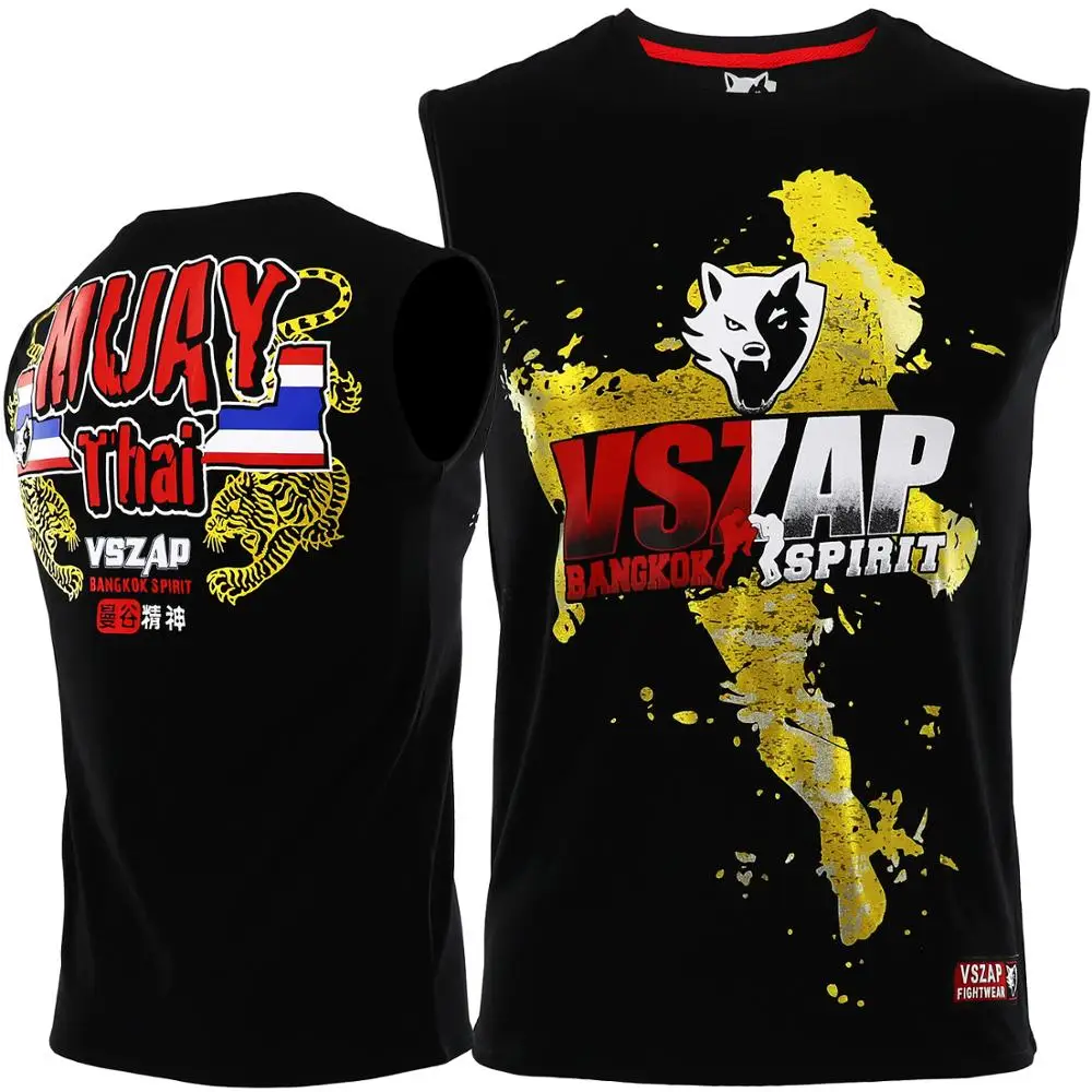 Thai boxing men sleeveless fitness fighting vest T shirt MMA martial